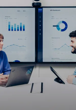 Two persons having a meeting in conference room